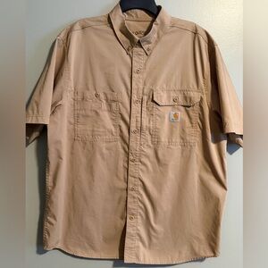 Carhartt Men's Force Button Shirt size XL relaxed fit short sleeve brown vented